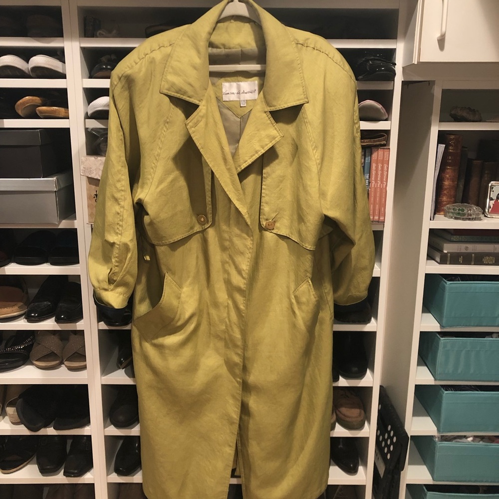 Laura Winston Trench Coat sz 13/14 Green